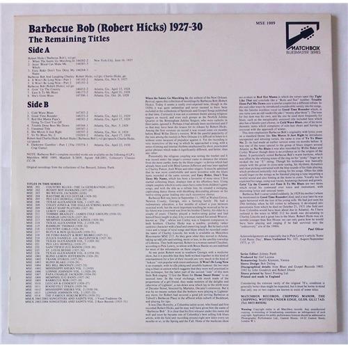 Картинка  Виниловые пластинки  Barbecue Bob (Robert Hicks) – 1927-30 The Remaining Titles / MSE 1009 в  Vinyl Play магазин LP и CD   05692 1 