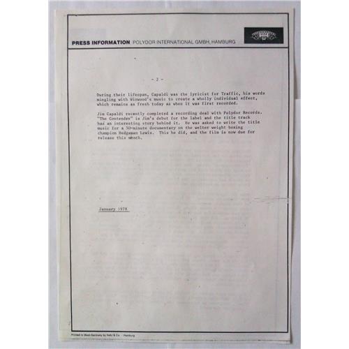 Картинка  Виниловые пластинки  Jim Capaldi – The Contender / 2383 490 в  Vinyl Play магазин LP и CD   04677 3 
